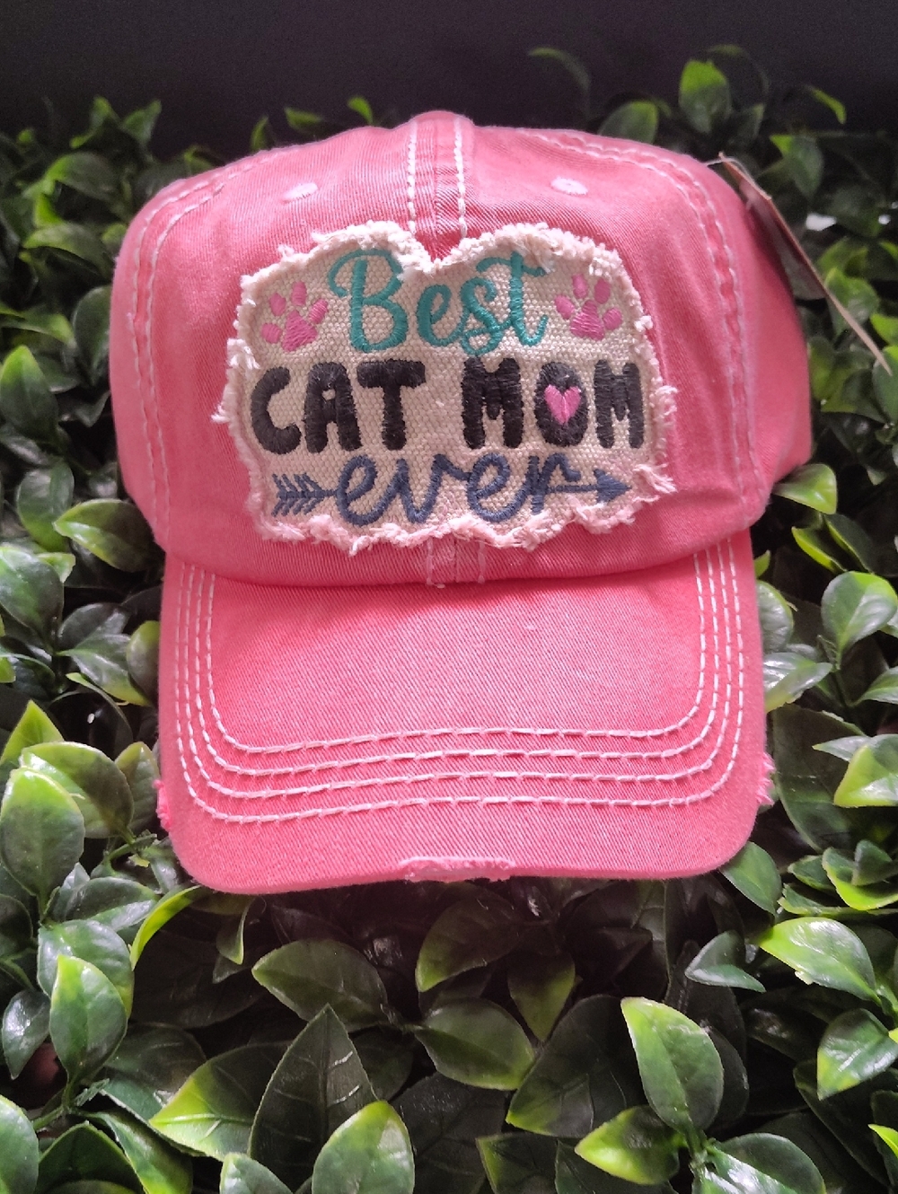 KBETHOS Pink "Best Cat Mom Ever" Embroidered Baseball Cap